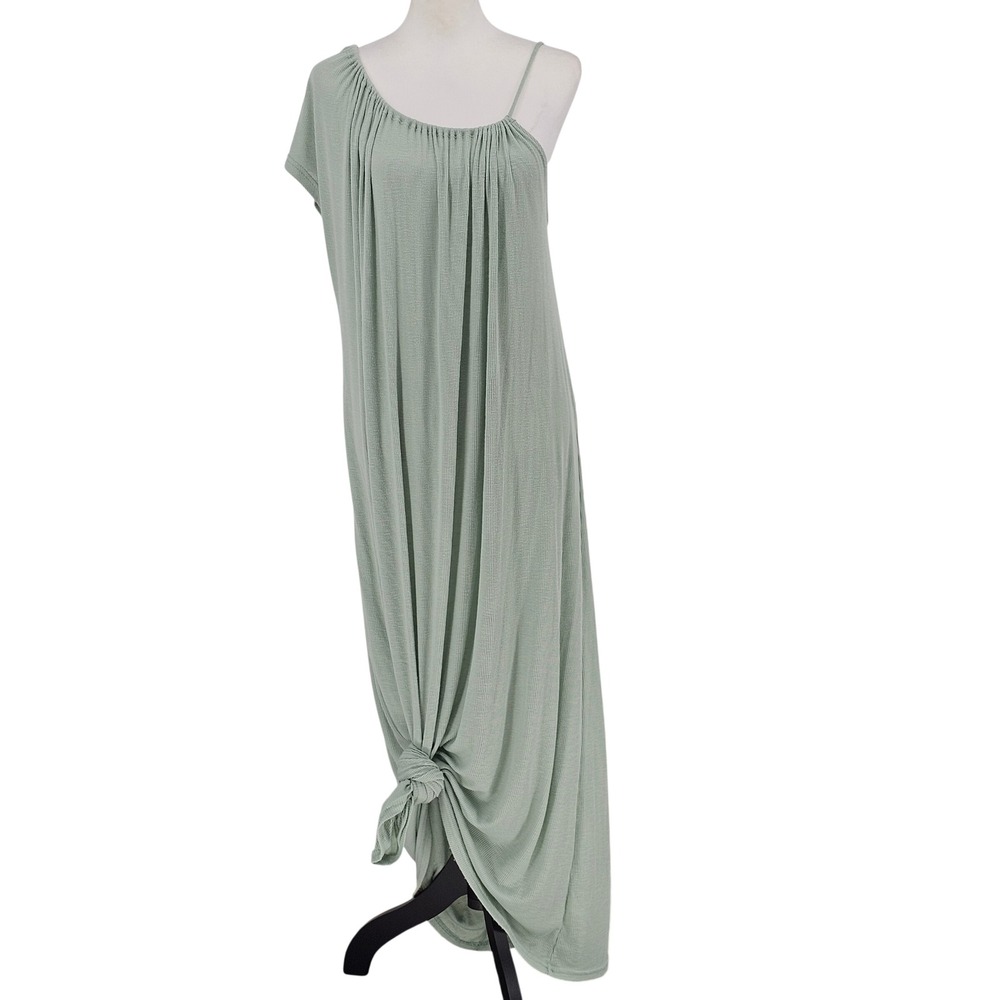 Free People Beach Oversized Maxi Dress XS Sage Ribbed Boho Coastal Resort USA